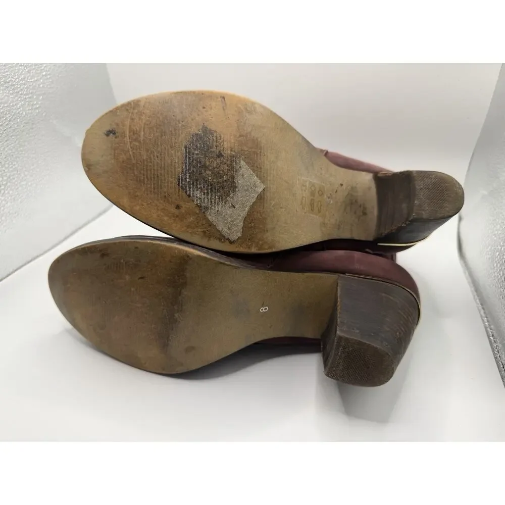 Steve Madden Women 8M Plum Burgundy Wantagh Distressed Leather Heel Booties
